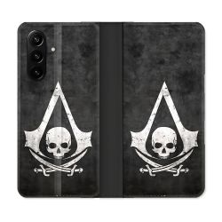 Housse Cuir Portefeuille Pour Samsung Galaxy A37 5G Assassin Creed Tete Mort