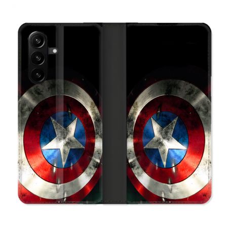 Housse Cuir Portefeuille Pour Samsung Galaxy A37 5G Captain America Bouclier