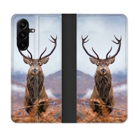 Housse Cuir Portefeuille Pour Samsung Galaxy A37 5G Chasse Chevreuil Montagne