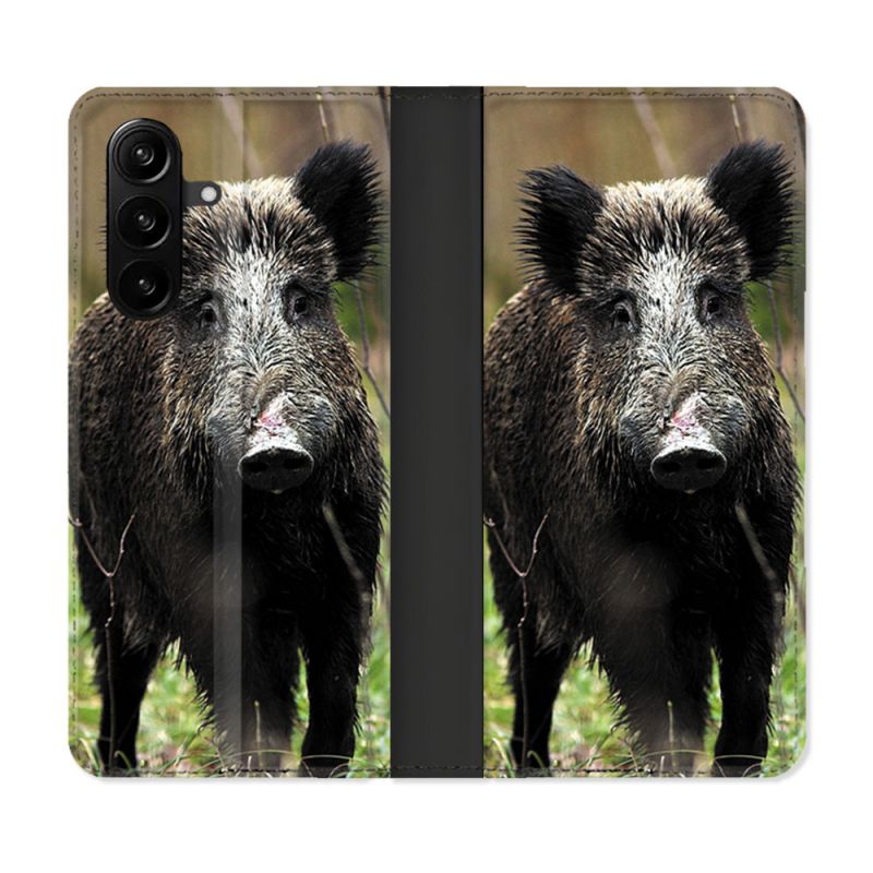 Housse Cuir Portefeuille Pour Samsung Galaxy A37 5G Chasse Sanglier bois