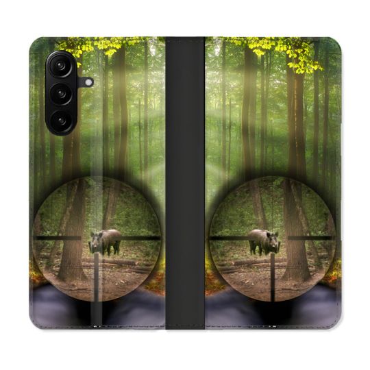 Housse Cuir Portefeuille Pour Samsung Galaxy A37 5G Chasse Sanglier Viseur