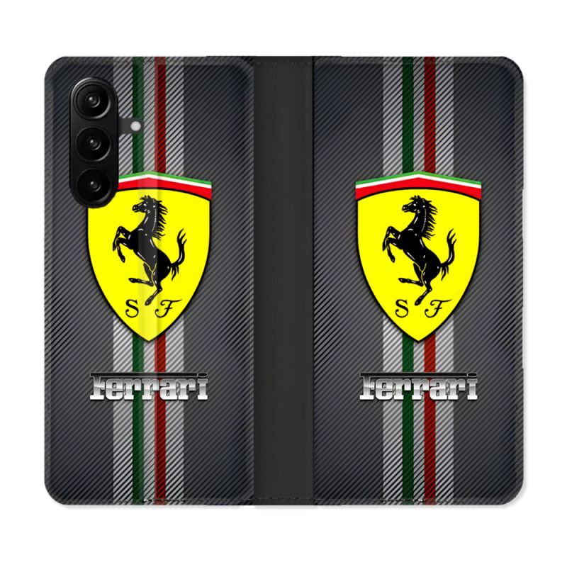 Housse Cuir Portefeuille Pour Samsung Galaxy A37 5G Ferrari Carbone