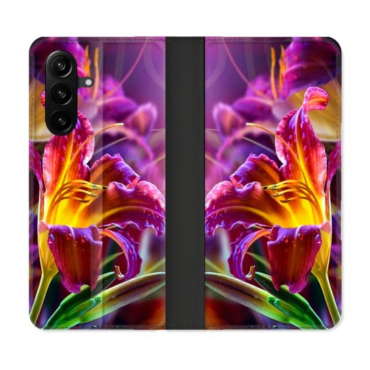 Housse Cuir Portefeuille Pour Samsung Galaxy A37 5G Fleur Lys Color