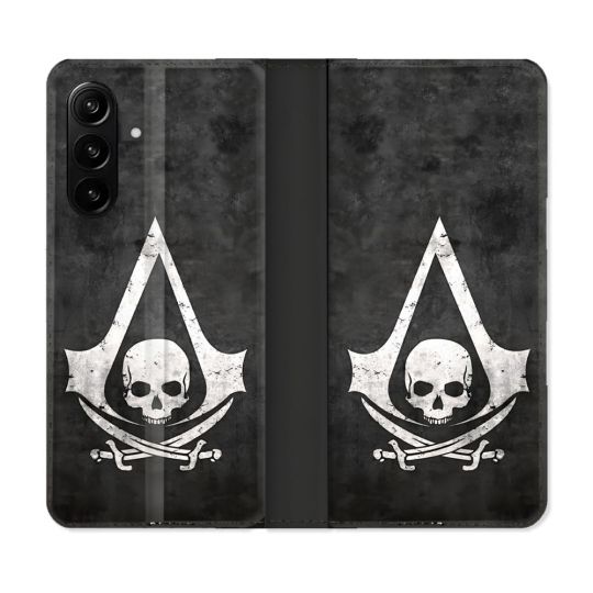 Housse Cuir Portefeuille Pour Samsung Galaxy A27 5G Assassin Creed Tete Mort