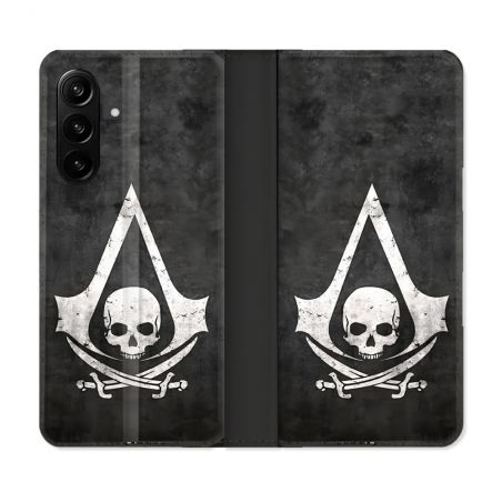 Housse Cuir Portefeuille Pour Samsung Galaxy A27 5G Assassin Creed Tete Mort
