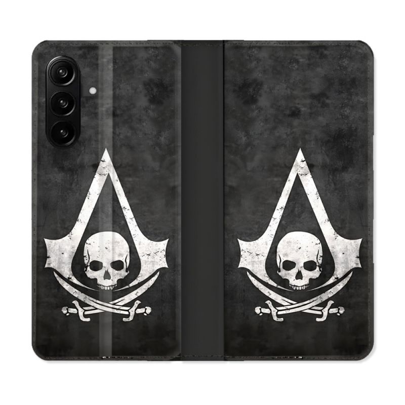 Housse Cuir Portefeuille Pour Samsung Galaxy A27 5G Assassin Creed Tete Mort