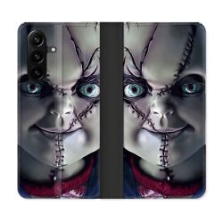 Housse Cuir Portefeuille Pour Samsung Galaxy A37 5G Horreur Chucky Cicatrice