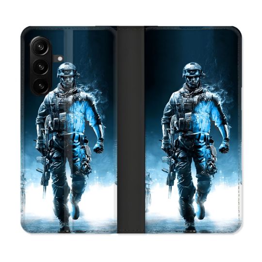 Housse Cuir Portefeuille Pour Samsung Galaxy A27 5G Call Of Duty Guerrier