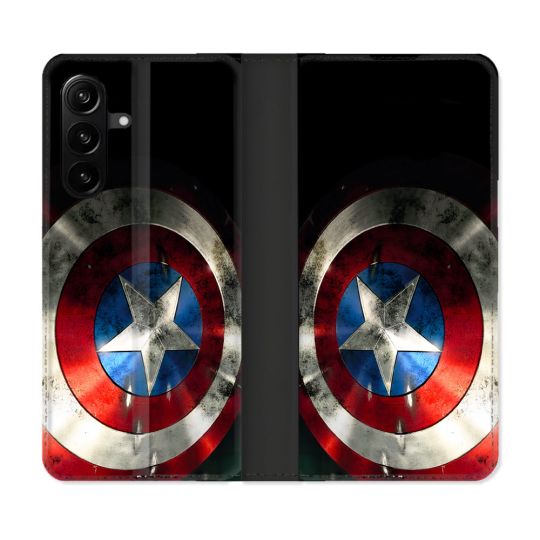 Housse Cuir Portefeuille Pour Samsung Galaxy A27 5G Captain America Bouclier