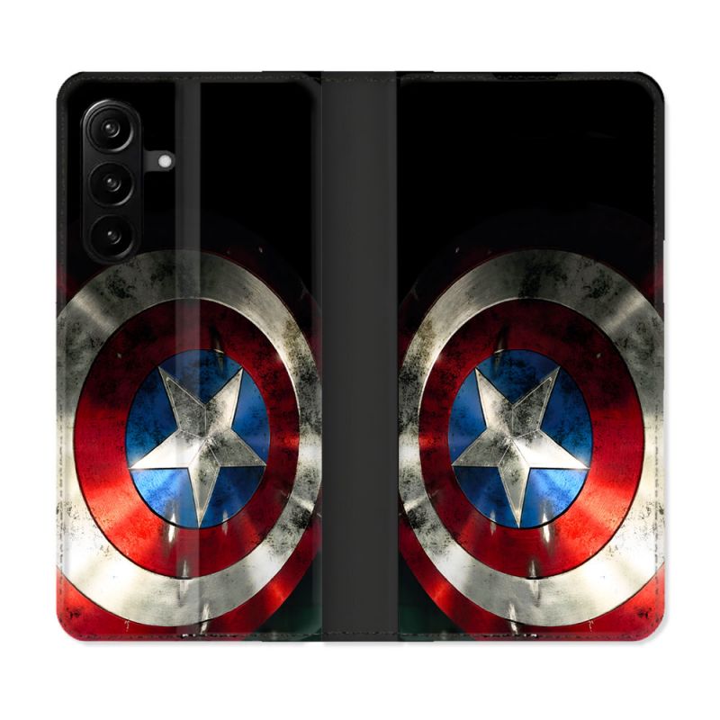 Housse Cuir Portefeuille Pour Samsung Galaxy A27 5G Captain America Bouclier