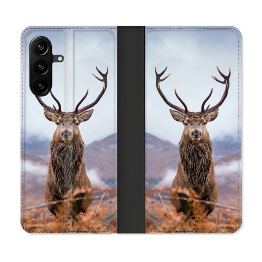 Housse Cuir Portefeuille Pour Samsung Galaxy A27 5G Chasse Chevreuil Montagne