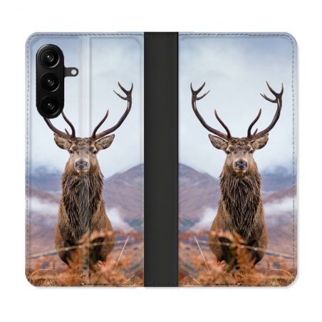 Housse Cuir Portefeuille Pour Samsung Galaxy A27 5G Chasse Chevreuil Montagne