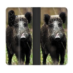 Housse Cuir Portefeuille Pour Samsung Galaxy A27 5G Chasse Sanglier bois