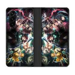 Housse Cuir Portefeuille Pour Samsung Galaxy A37 5G Manga Demon Slayer Groupe