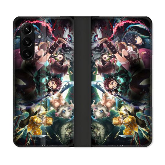 Housse Cuir Portefeuille Pour Samsung Galaxy A37 5G Manga Demon Slayer Groupe