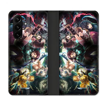 Housse Cuir Portefeuille Pour Samsung Galaxy A37 5G Manga Demon Slayer Groupe