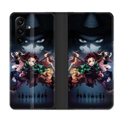 Housse Cuir Portefeuille Pour Samsung Galaxy A37 5G Manga Demon Slayer Noir