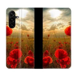 Housse Cuir Portefeuille Pour Samsung Galaxy A27 5G Fleur Coquelicot