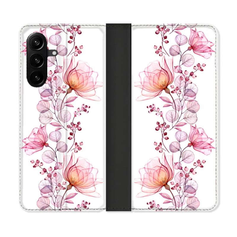 Housse Cuir Portefeuille Pour Samsung Galaxy A27 5G Fleur Eclosion
