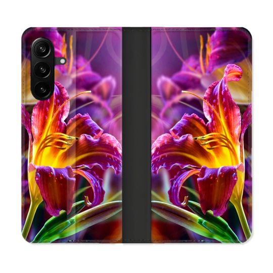Housse Cuir Portefeuille Pour Samsung Galaxy A27 5G Fleur Lys Color