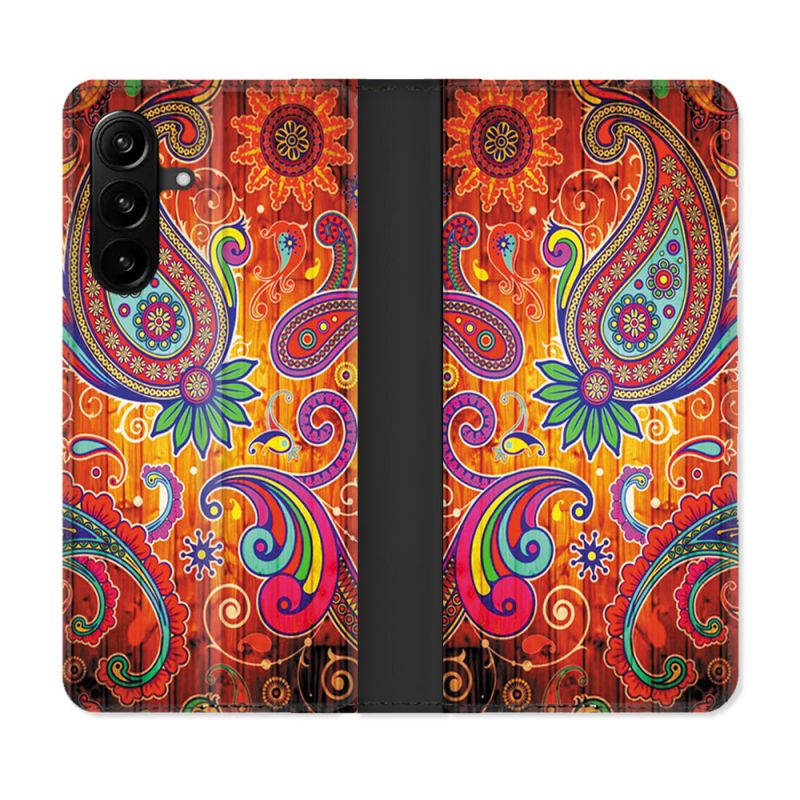 Housse Cuir Portefeuille Pour Samsung Galaxy A27 5G Fleur Psychedelic