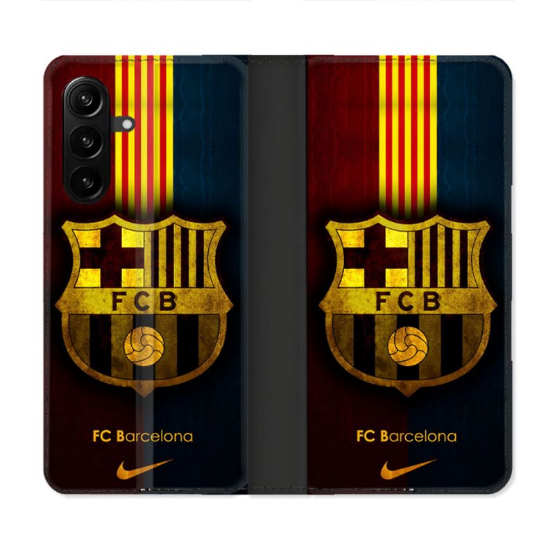 Housse Cuir Portefeuille Pour Samsung Galaxy A27 5G Foot FC Barcelone Vintage