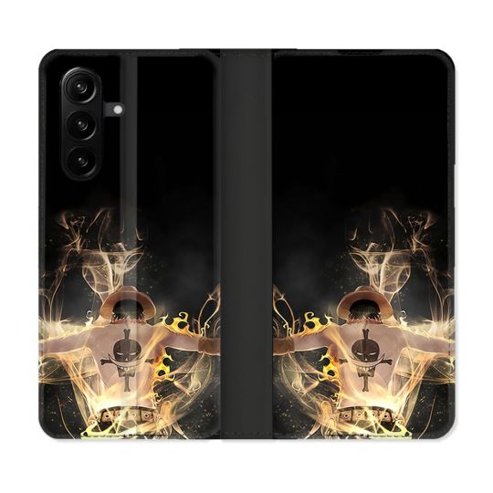 Housse Cuir Portefeuille Pour Samsung Galaxy A37 5G Manga One Piece Ace Noir