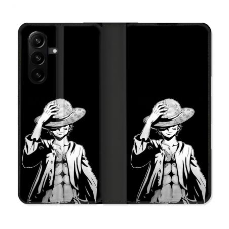 Housse Cuir Portefeuille Pour Samsung Galaxy A37 5G Manga One Piece Luffy Noir