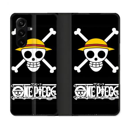 Housse Cuir Portefeuille Pour Samsung Galaxy A37 5G Manga One Piece Tete de Mort