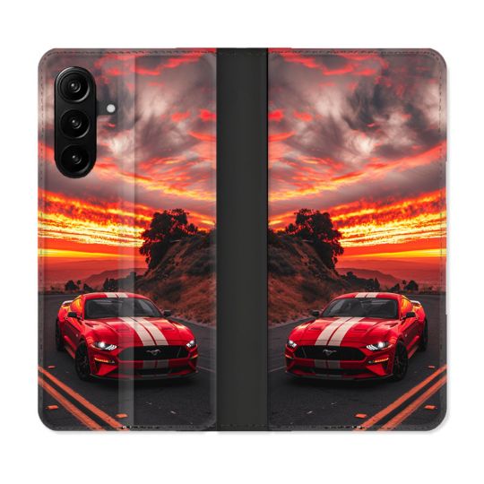 Housse Cuir Portefeuille Pour Samsung Galaxy A27 5G Ford Mustang GT500 Rouge