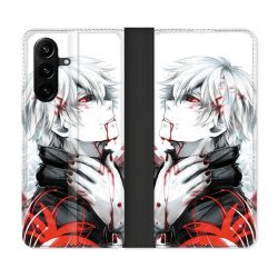 Housse Cuir Portefeuille Pour Samsung Galaxy A37 5G Manga Tokyo Ghoul Kaneki Blanc