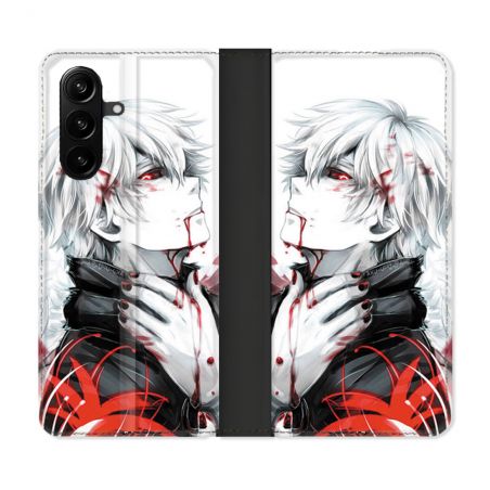 Housse Cuir Portefeuille Pour Samsung Galaxy A37 5G Manga Tokyo Ghoul Kaneki Blanc