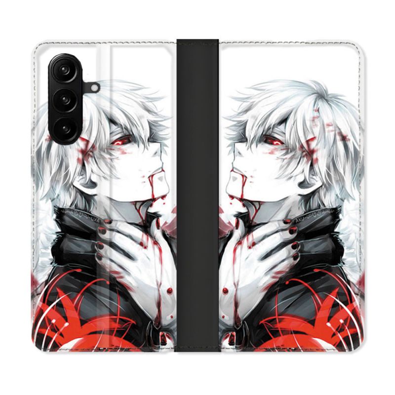 Housse Cuir Portefeuille Pour Samsung Galaxy A37 5G Manga Tokyo Ghoul Kaneki Blanc