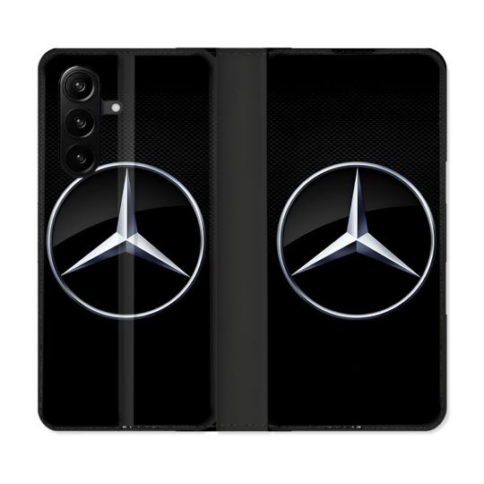 Housse Cuir Portefeuille Pour Samsung Galaxy A37 5G Mercedes Carbone