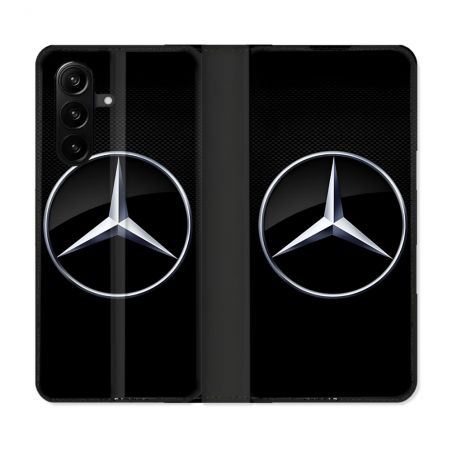 Housse Cuir Portefeuille Pour Samsung Galaxy A37 5G Mercedes Carbone