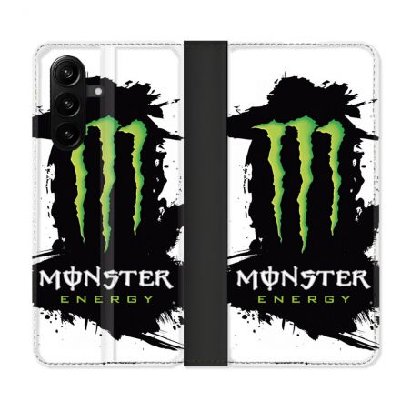 Housse Cuir Portefeuille Pour Samsung Galaxy A37 5G Monster Energy Tache