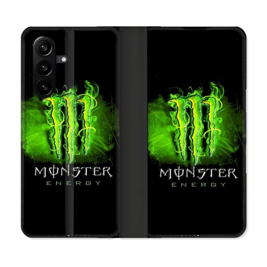 Housse Cuir Portefeuille Pour Samsung Galaxy A37 5G Monster Energy Vert