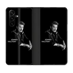 Housse Cuir Portefeuille Pour Samsung Galaxy A37 5G Musique Johnny Hallyday Noir