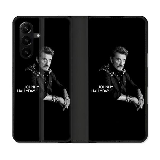 Housse Cuir Portefeuille Pour Samsung Galaxy A37 5G Musique Johnny Hallyday Noir