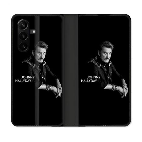 Housse Cuir Portefeuille Pour Samsung Galaxy A37 5G Musique Johnny Hallyday Noir