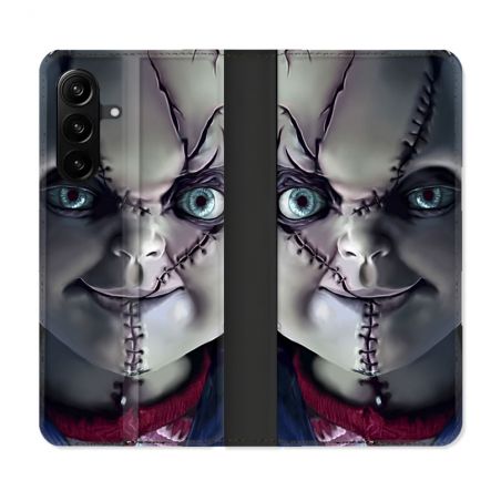 Housse Cuir Portefeuille Pour Samsung Galaxy A27 5G Horreur Chucky Cicatrice