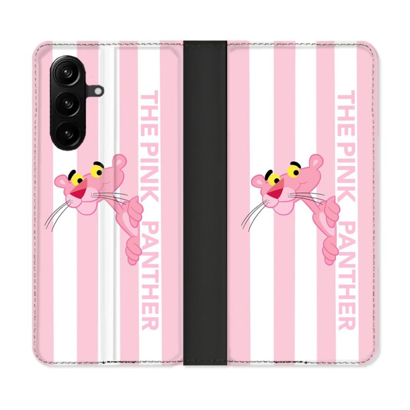 Housse Cuir Portefeuille Pour Samsung Galaxy A37 5G Panthere Rose