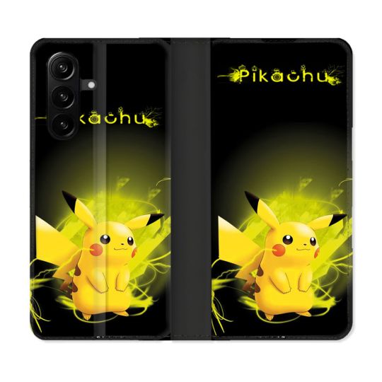 Housse Cuir Portefeuille Pour Samsung Galaxy A37 5G Pokemon Pikachu Eclair