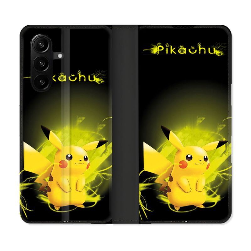 Housse Cuir Portefeuille Pour Samsung Galaxy A37 5G Pokemon Pikachu Eclair