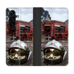 Housse Cuir Portefeuille Pour Samsung Galaxy A37 5G Pompier Casque Camion