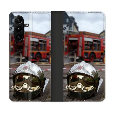 Housse Cuir Portefeuille Pour Samsung Galaxy A37 5G Pompier Casque Camion