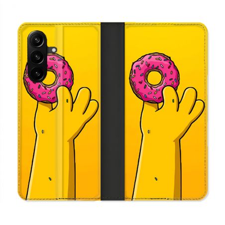 Housse Cuir Portefeuille Pour Samsung Galaxy A37 5G Simpson Donuts