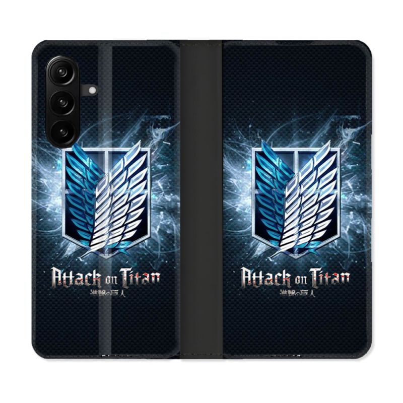 Housse Cuir Portefeuille Pour Samsung Galaxy A27 5G Manga Attaque Titans Noir