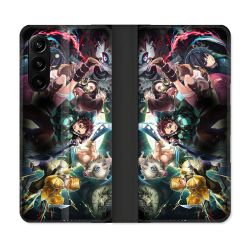 Housse Cuir Portefeuille Pour Samsung Galaxy A27 5G Manga Demon Slayer Groupe