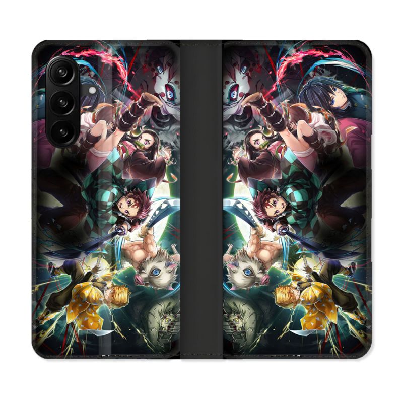 Housse Cuir Portefeuille Pour Samsung Galaxy A27 5G Manga Demon Slayer Groupe